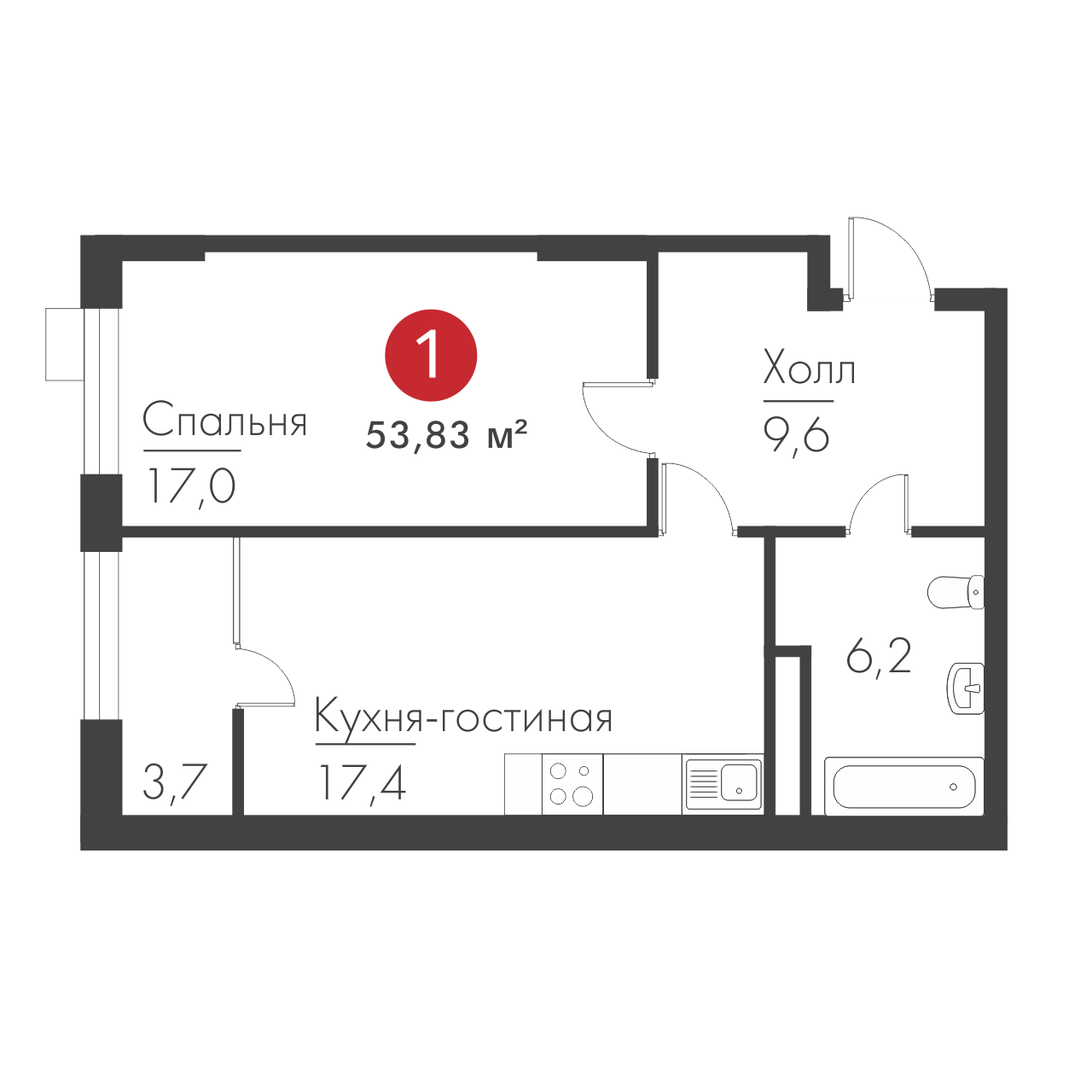 Однокомнатная №476