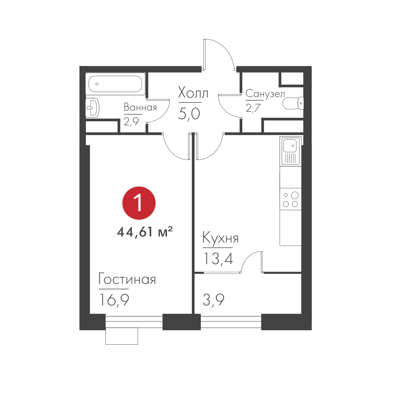 Однокомнатная №111