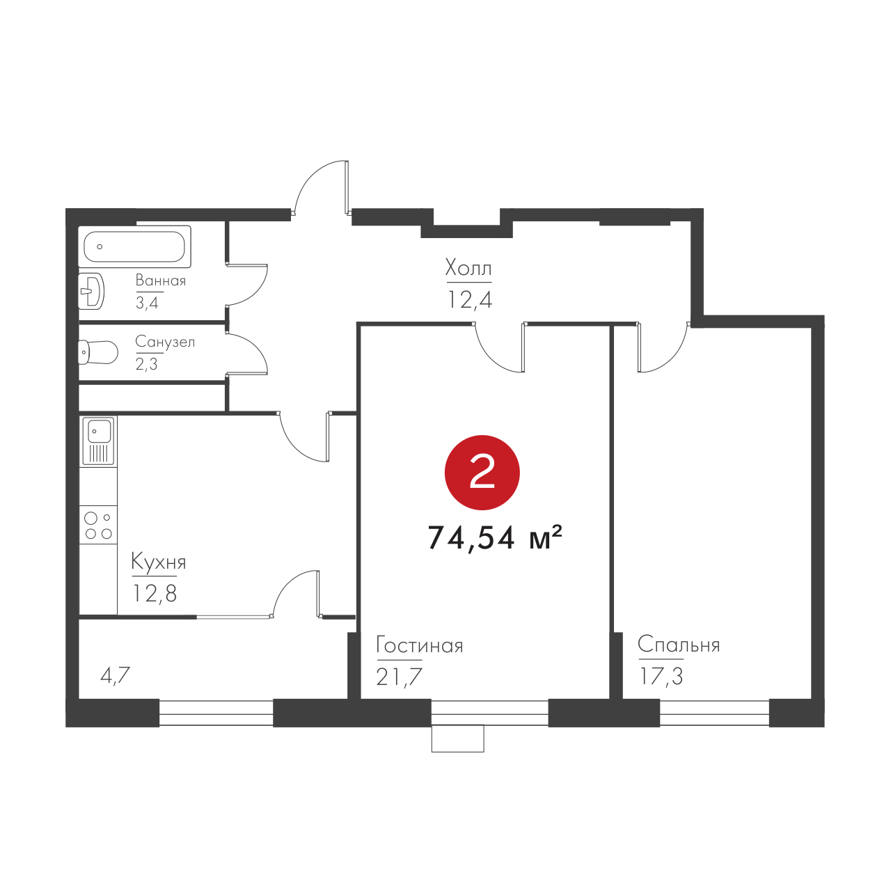 Двухкомнатная №197