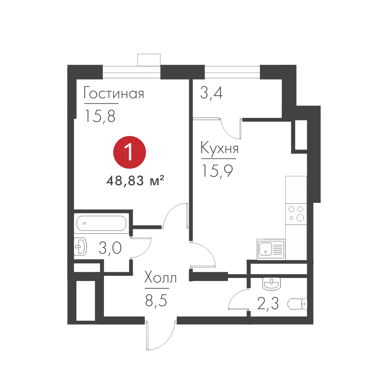 Однокомнатная №458